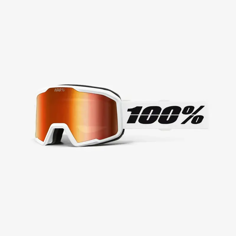 100% VALNOR White Snow Goggles – Red Mirror Lens for Enhanced Contrast