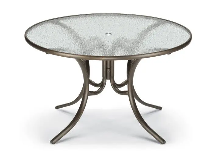 42-Inch Round Outdoor Table with Tempered Glass Top