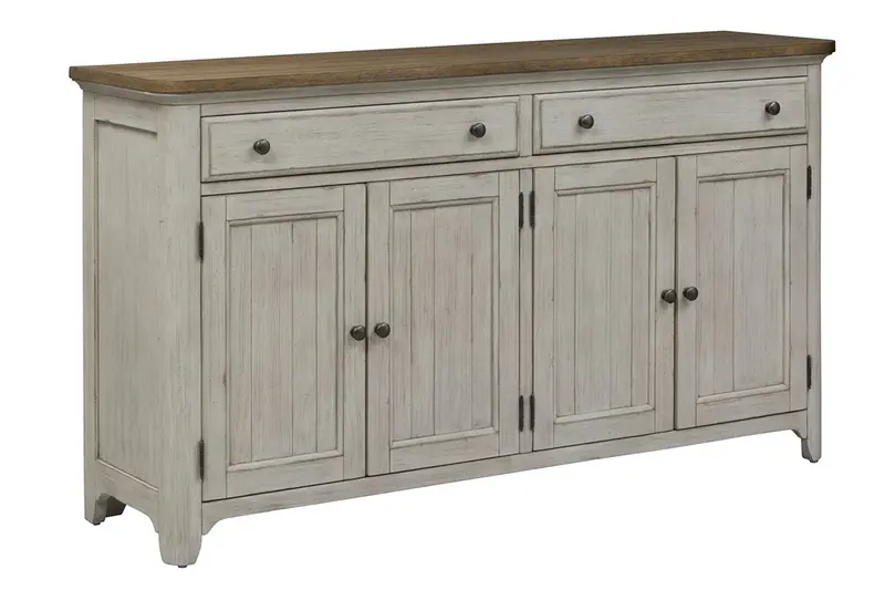 Aberdeen Farmhouse-Style White Storage Buffet for Dining Rooms