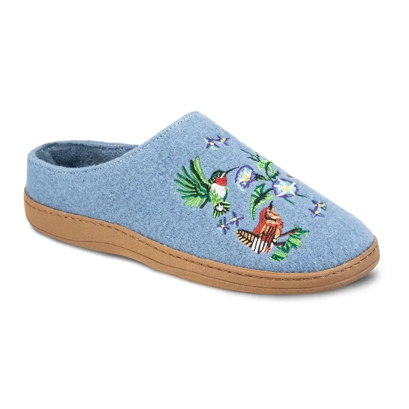Acorn Boiled Wool Embroidered Hoodback Clog Slippers