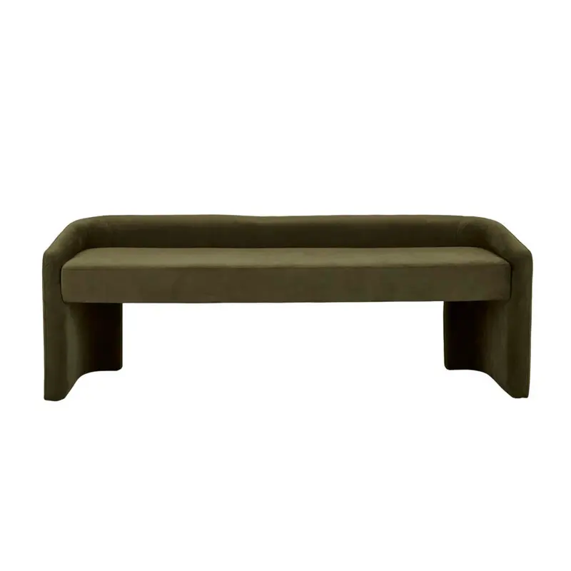 Addison Loden-Green Bench Seat – Upholstered Entryway or Bedroom Bench