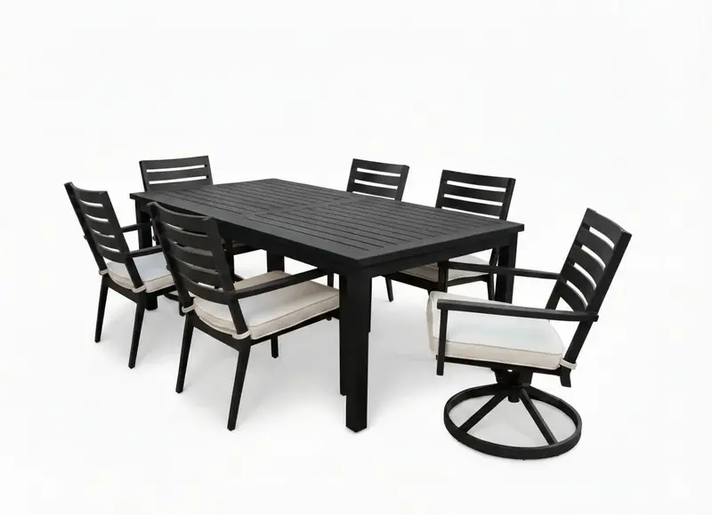 Adeline Black 7-Piece Dining Set with Extendable Table