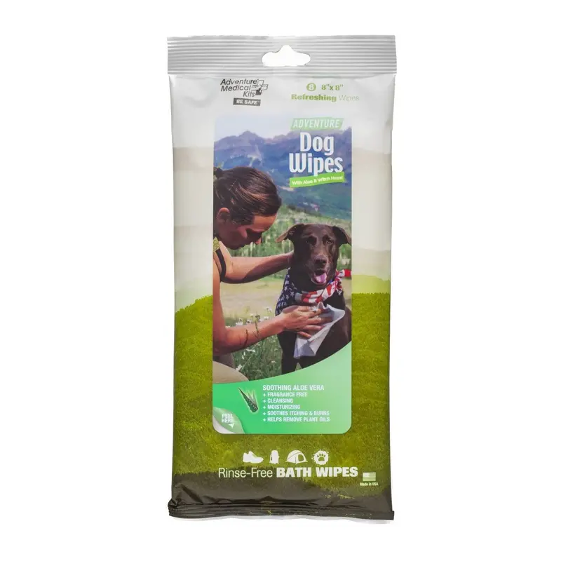 Adventure Medical Kit Dog Care Wipes – 8″ x 8″, Pack of 8