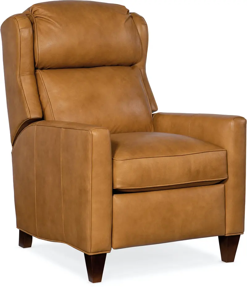 Albert Leather Recliner with Bustle Pillow Back and Traditional Craftsmanship
