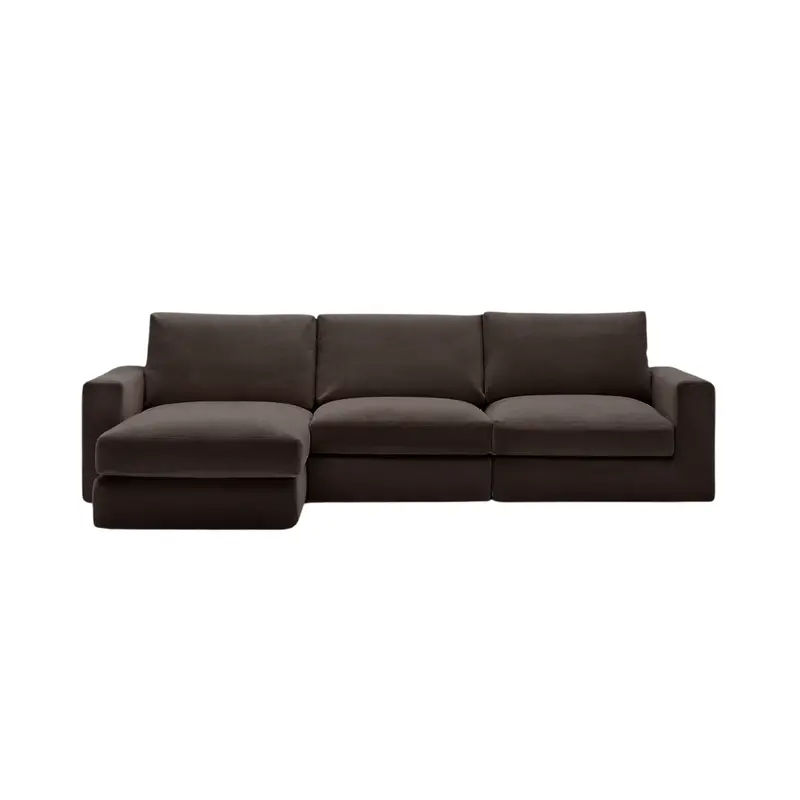 Alea 4-Seater Sofa with Left-Hand Chaise in Charcoal Brown