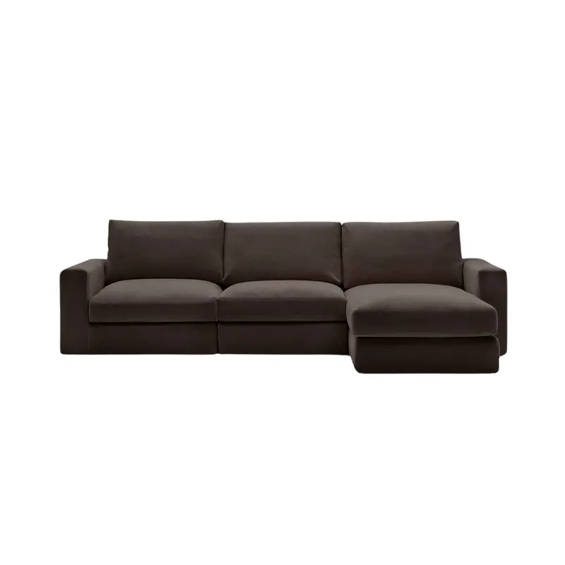 Alea Four-Seat Sofa with Right-Side Chaise – Charcoal Brown