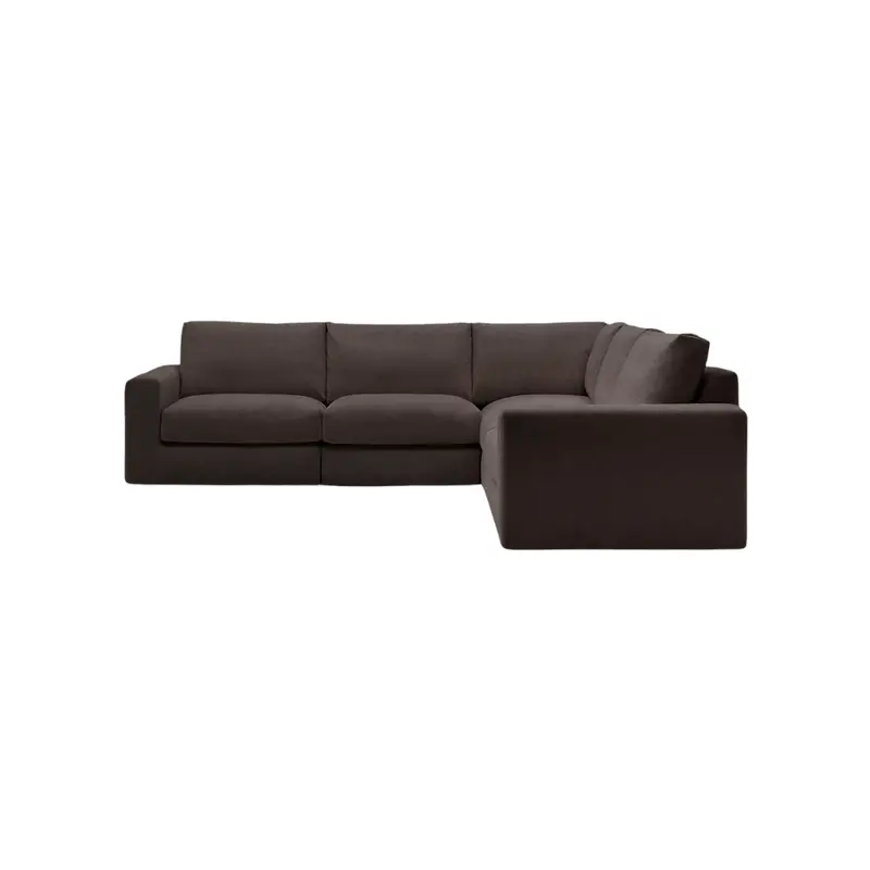 Alea L-Shaped Corner Sofa in Charcoal Brown Upholstery