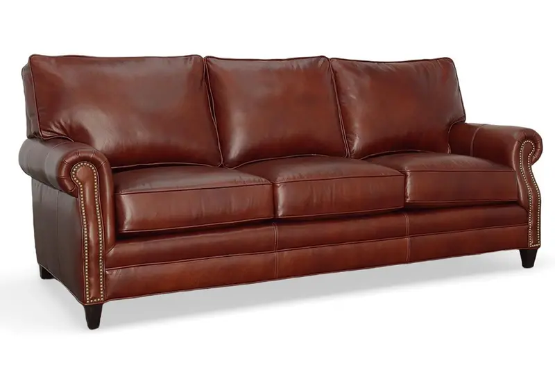 Alexander 87-Inch Three-Cushion Traditional Leather Sofa