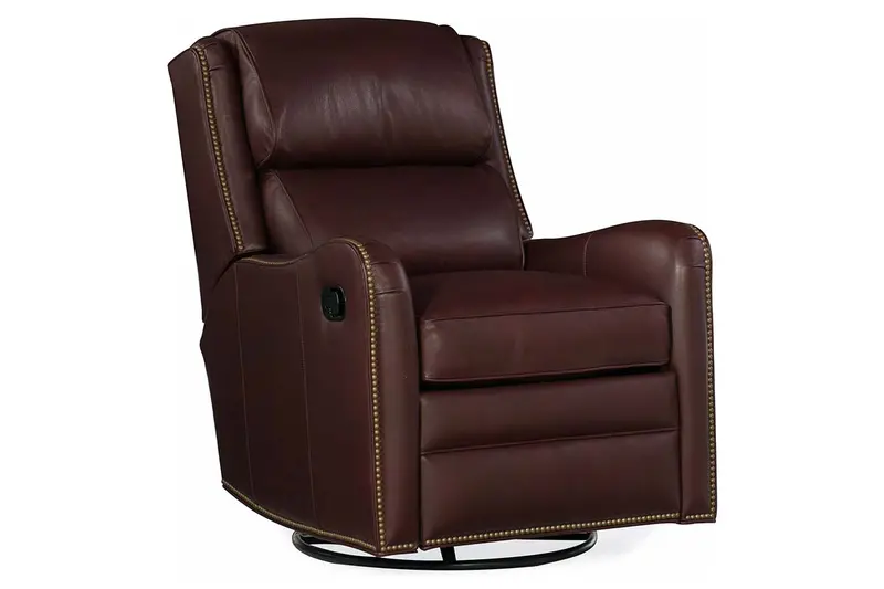 Alistair Leather Swivel-Glider Recliner with Bustle Pillow Back