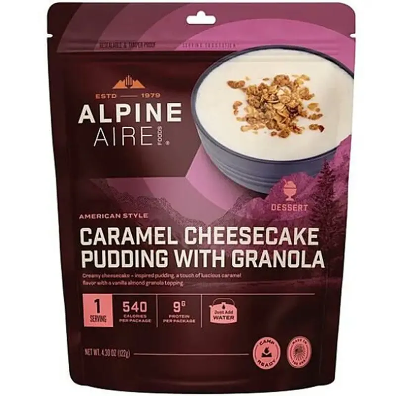 AlpineAire Caramel Cheesecake Pudding with Granola – Sweet Camp Treat