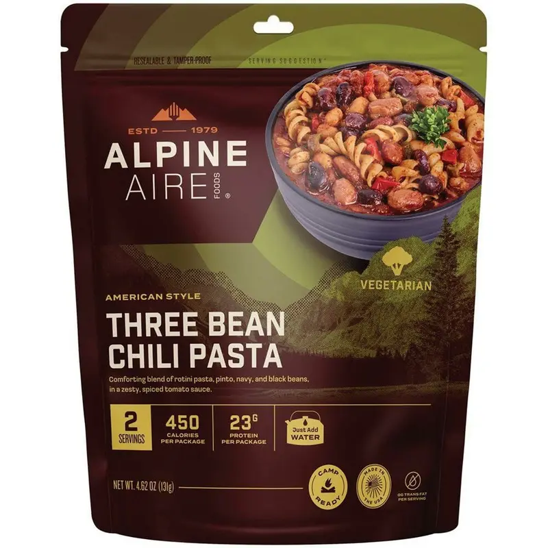 AlpineAire Three Bean Chili Pasta – Hearty Freeze-Dried Dinner