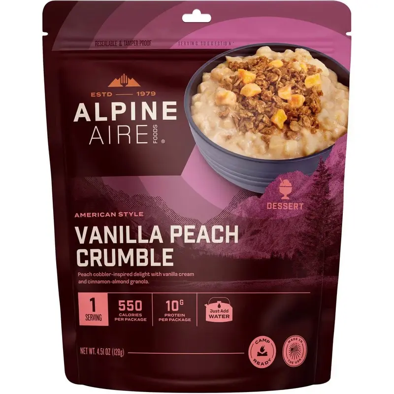 AlpineAire Vanilla Peach Crumble – Freeze-Dried Dessert