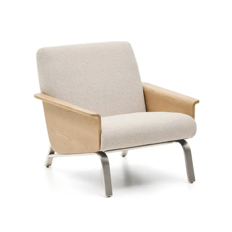 Amsen Natural Ash Wood Armchair with Light Grain Detailing