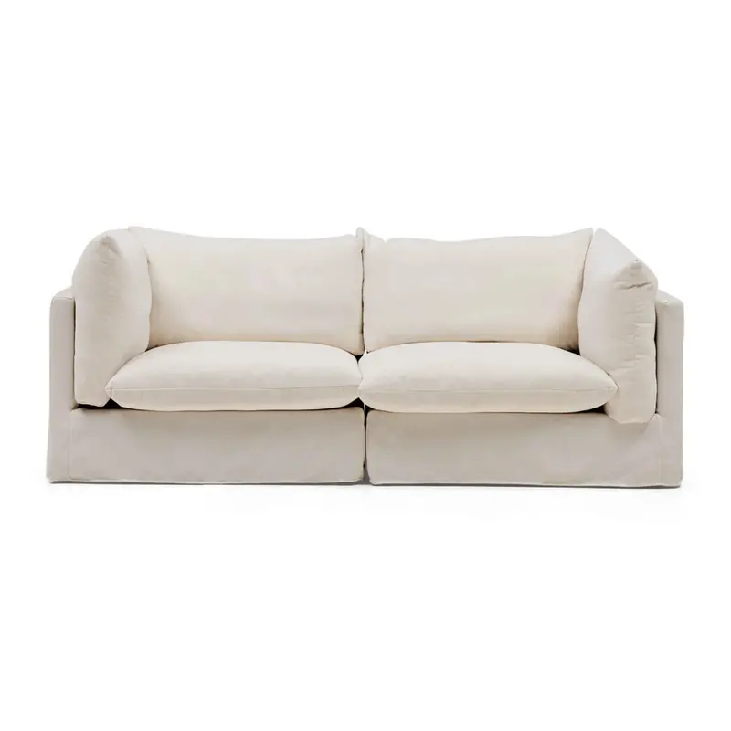 Apollo Modern Sofa in Warm Ivory Fabric