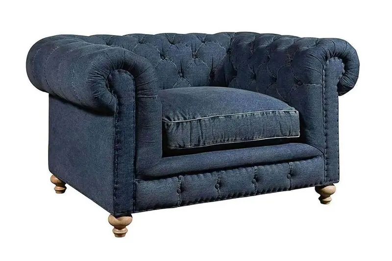 Armstrong Denim Tufted Club Chair – Quick Ship Accent Seating