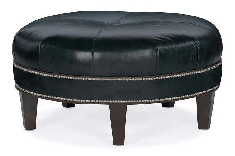 Arnold Round Bench Ottoman – 38″ Upholstered Accent with Tapered Legs