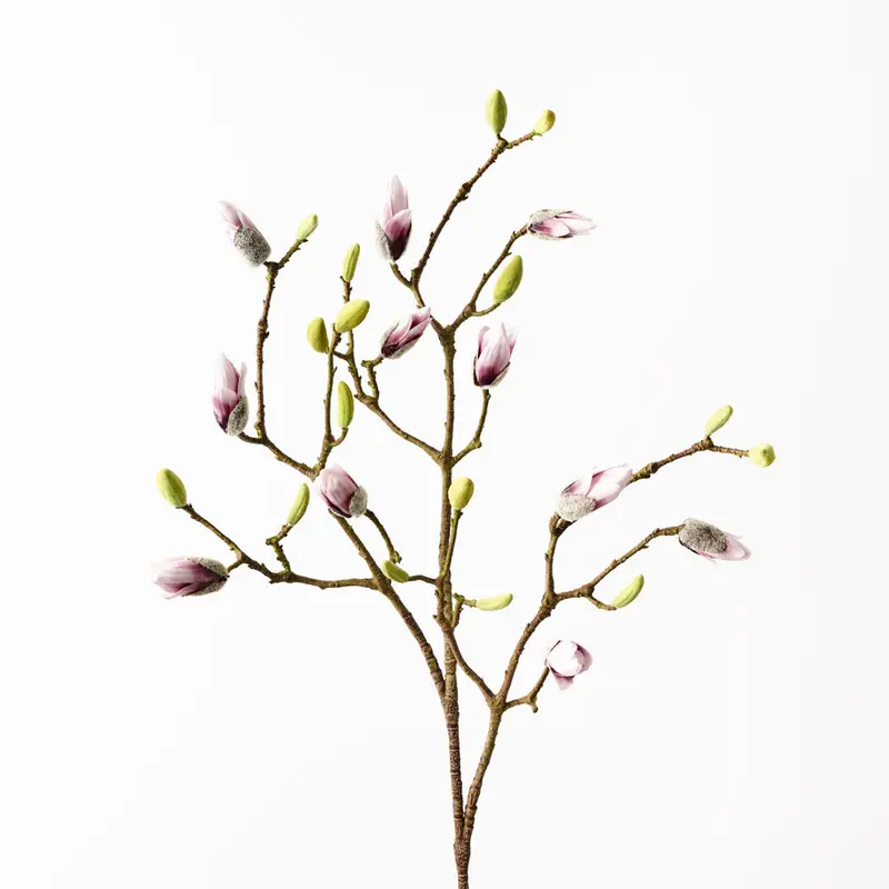 Artificial Pink Magnolia Blossom Branch with Buds