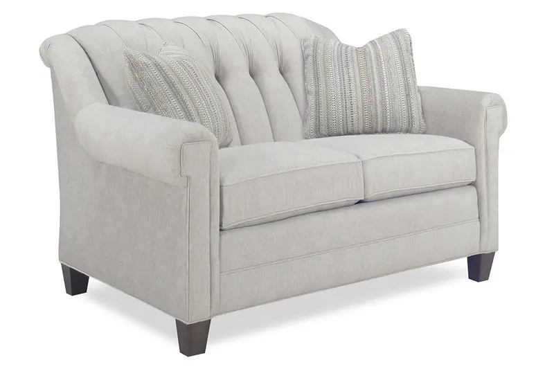 Aubrey Traditional 62-Inch Fabric Loveseat with Tufted Tight Back and 8-Way Hand-Tied Support