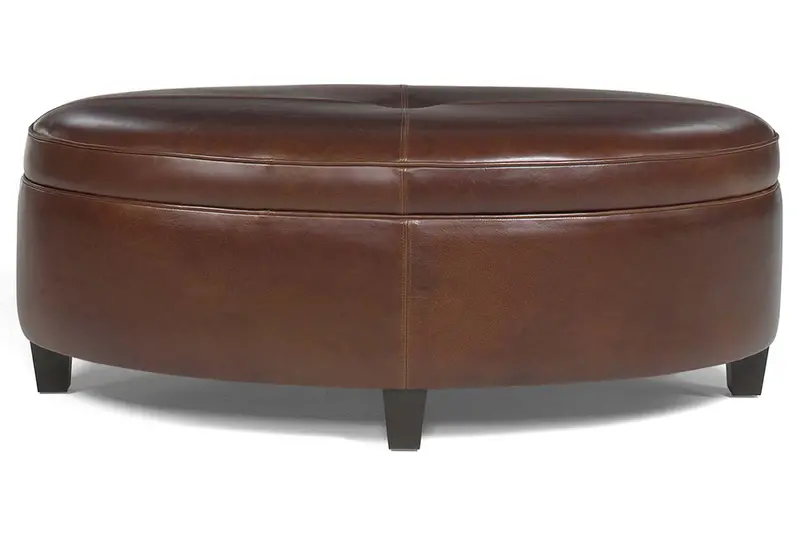 Avery 49-Inch Oval Leather Storage Ottoman – Coffee Table Alternative