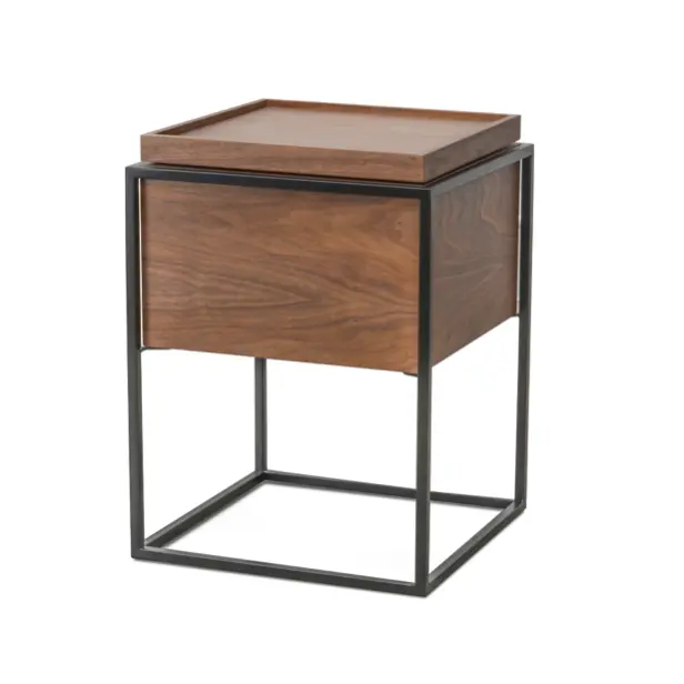 Axis Compact Side Table with Walnut Veneer Top