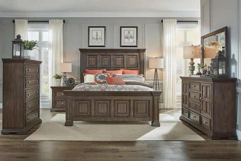 Baird Brownstone Farmhouse Bedroom Collection – Coordinated Bedroom Furniture