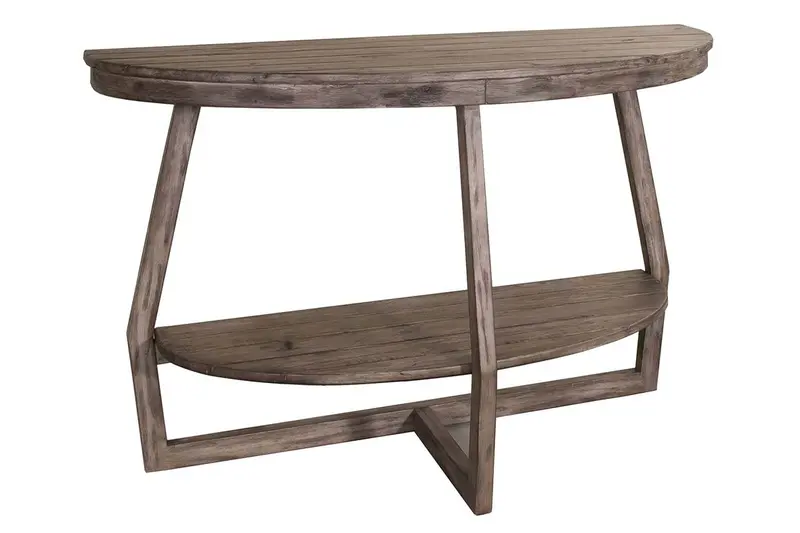 Barnes Gray-Washed Rectangular Sofa Table with Plank-Style Top