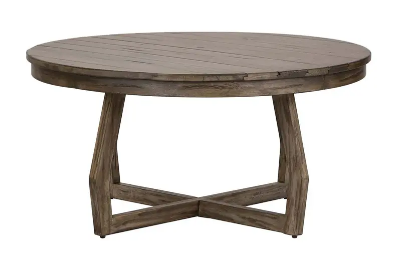 Barnes Round Transitional Coffee Table – Soft Gray Wash Finish for Casual Elegance