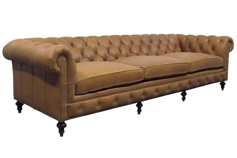 Barrington Chesterfield Tufted Sofa – 118″ Luxe Leather-Look Sectional