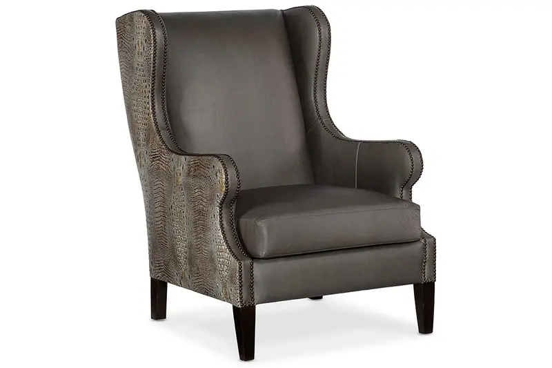 Baylor Heaven Quick-Ship Wingback Accent Chair in Faux Crocodile Leather