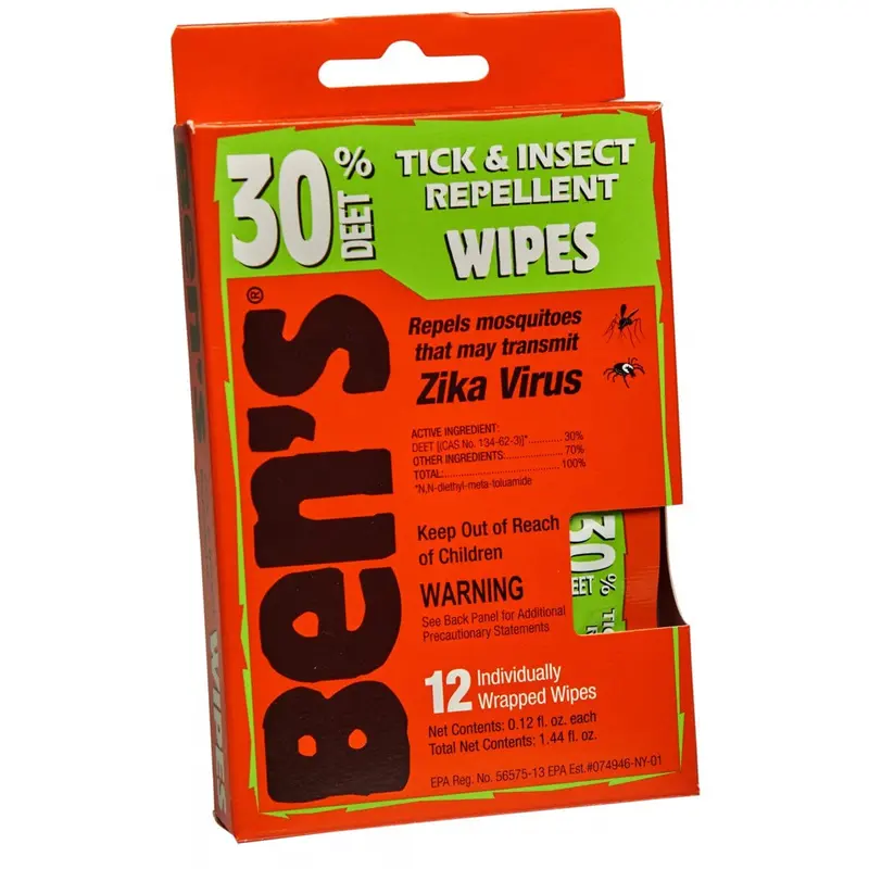 Ben’s 30% DEET Tick & Insect Repellent Wipes – Long-Lasting Defense