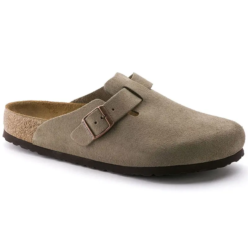 Birkenstock Boston Soft Footbed Narrow Taupe Suede Sandals