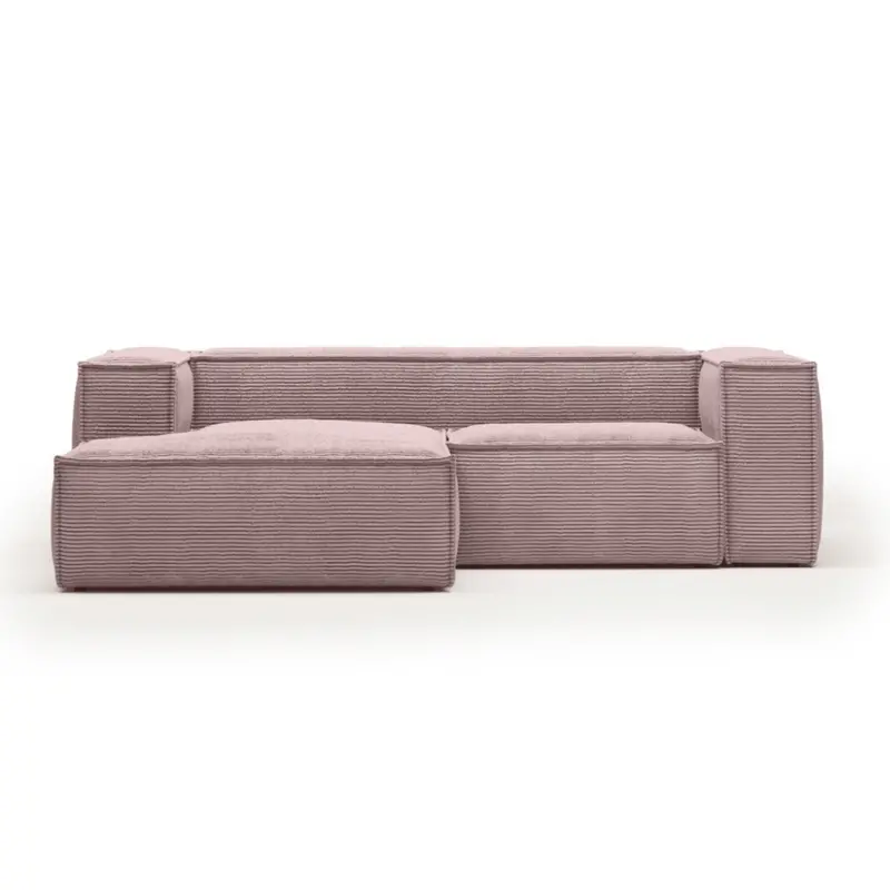 Blok 2-Seater Chaise Lounge in Blush Pink Corduroy