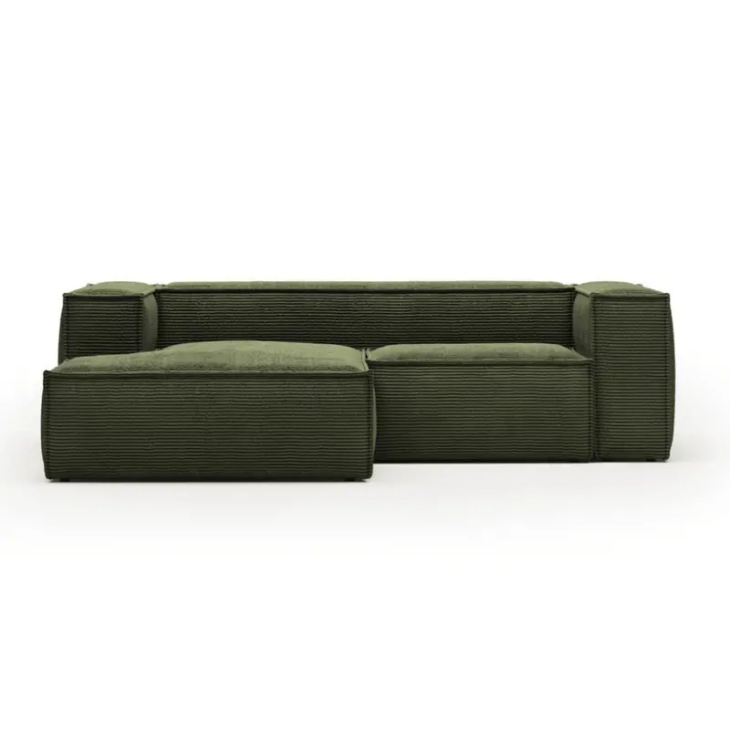 Blok 2-Seater Chaise Lounge in Forest Green Corduroy