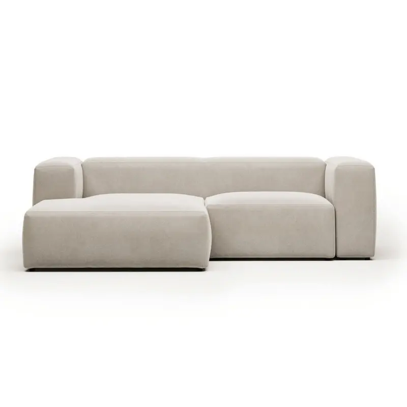 Blok 2-Seater Chaise Sofa in Natural Beige Fabric