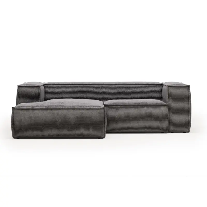Blok 2-Seater Chaise Sofa in Slate Grey Corduroy