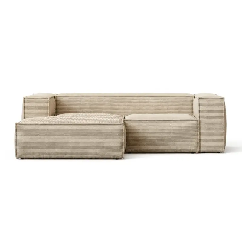 Blok 2-Seater Chaise Sofa in Taupe Corduroy