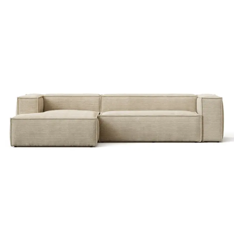 Blok 3-Seater Corduroy Chaise Sofa in Taupe