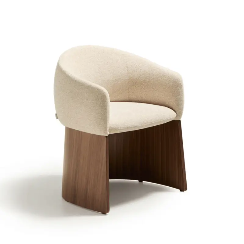 Bosca Beige & Walnut Timber Dining Chair