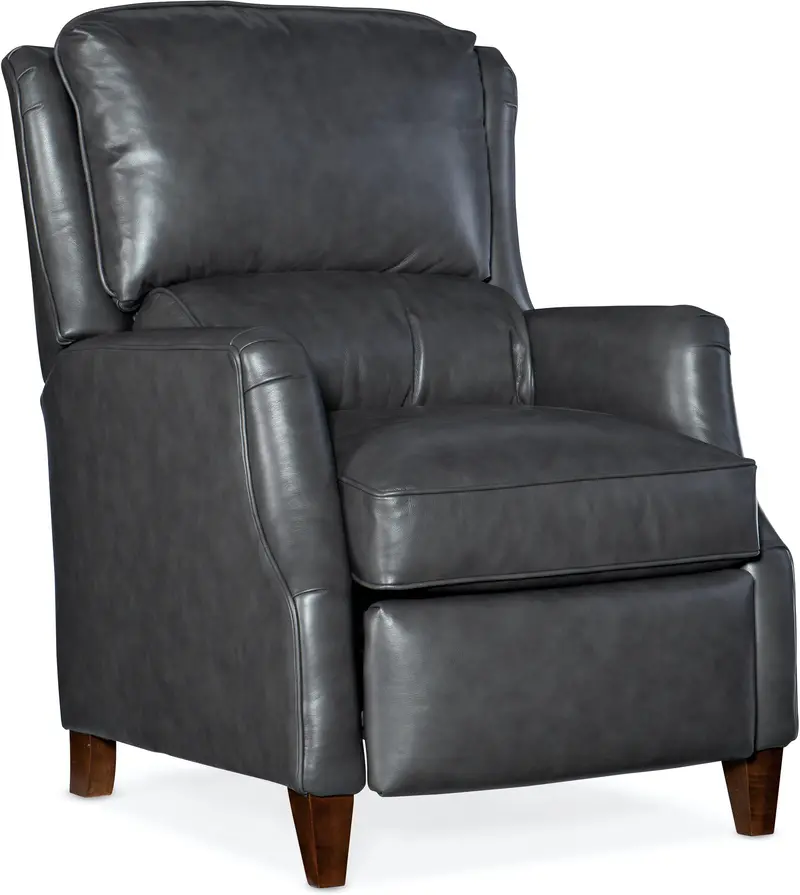 Bradford English Arm Leather Reclining Chair Featuring Sculpted Details and Bustle Back