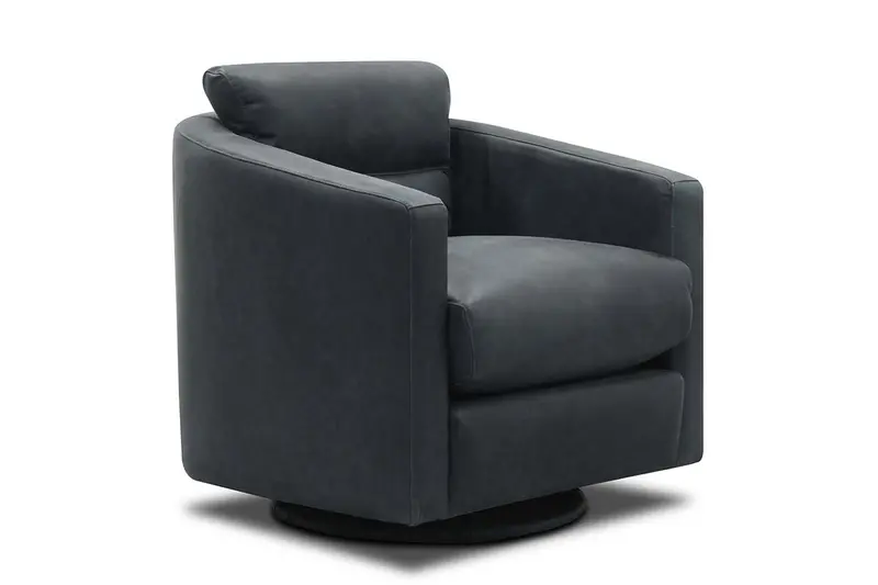 Brice Leather Swivel-Glider Accent Chair
