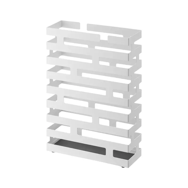 Brick Rectangle Umbrella Stand in White – Geometric Rectangular Stand for Contemporary Foyers
