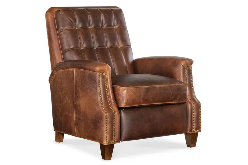Brookshire Biscuit Back Tufted Leather Recliner Chair