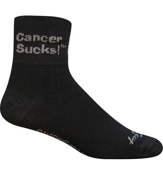 Cancer Sucks Awareness Socks – 3-Inch Cycling Style by SockGuy