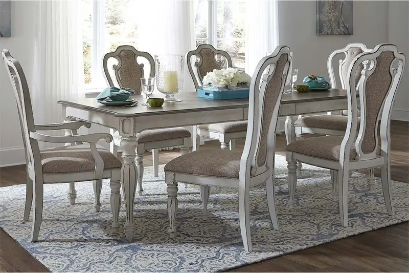 Canterbury Antique White 7-Piece Dining Set with Extendable Leg Table