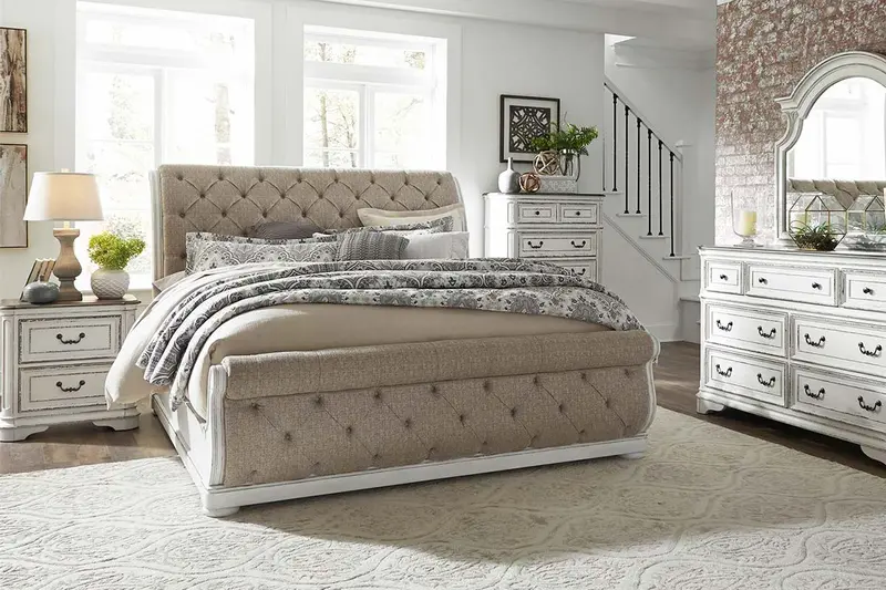 Canterbury Tufted Sleigh Bed – Queen or King, Upholstered, Part of Create-Your-Own Bedroom