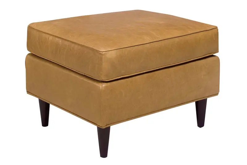 Chet Designer-Inspired Mid-Century Leather Footstool