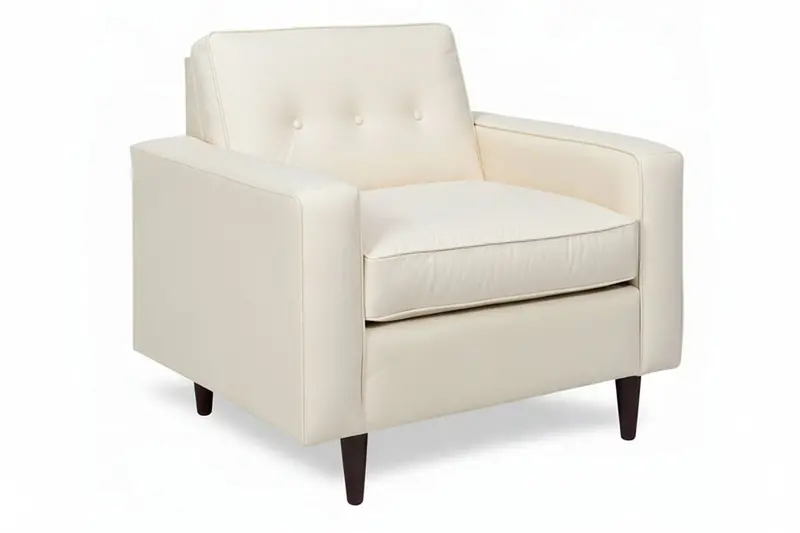 Chet Mid-Century Leather Club Armchair with Retro Silhouette
