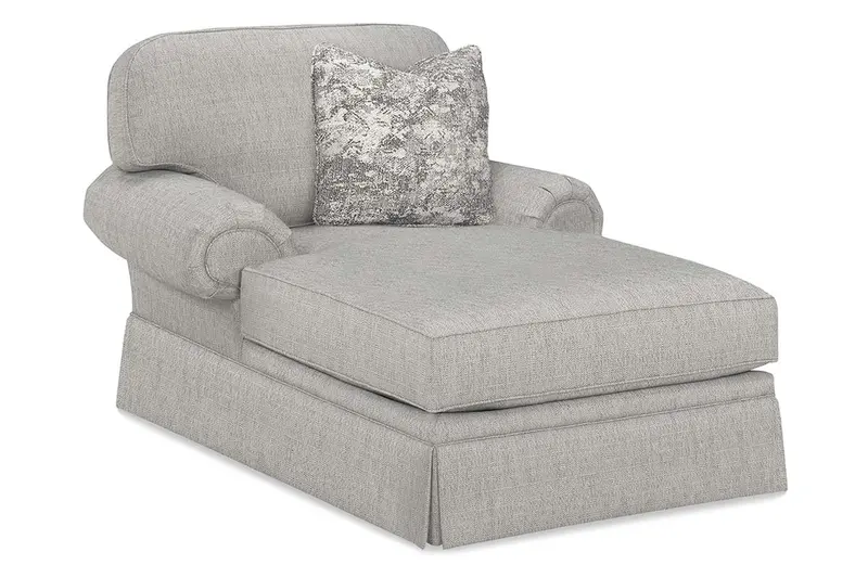 Corinne Traditional 8-Way Hand-Tied Pillow-Back Chaise with Rolled Arms and Skirted Base