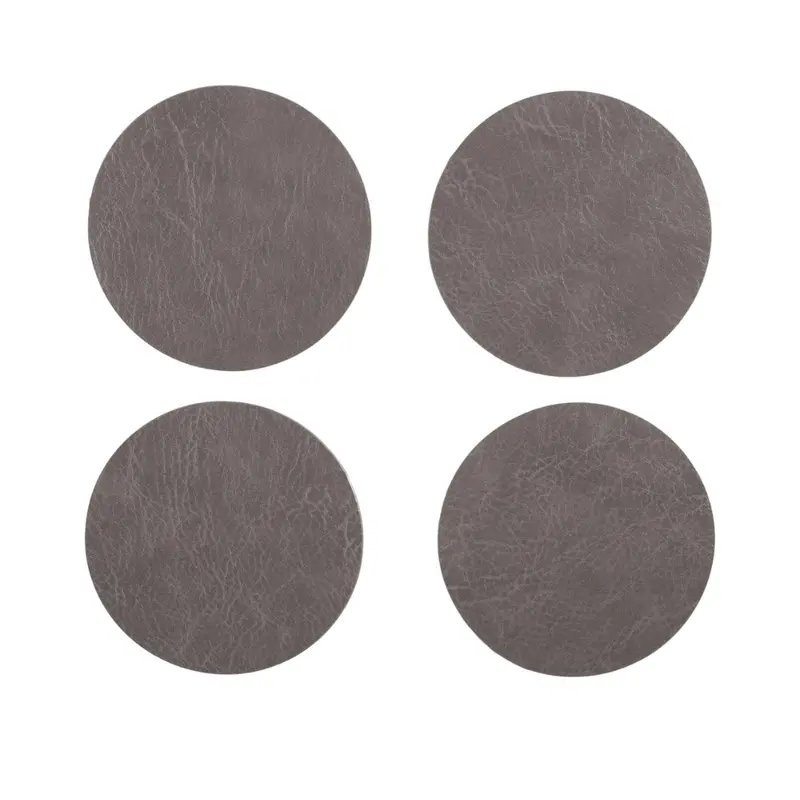 Cowboy-Style Faux Leather Coaster Set in Khaki Tone