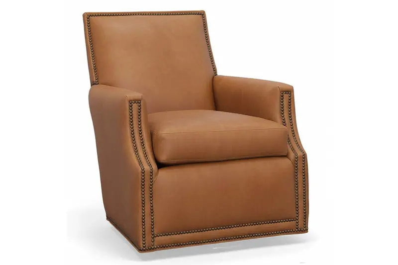 Crane Swivel Leather Tight-Back Accent Chair